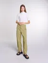 Maje Cotton And Silk Ribbed Top In Ecru