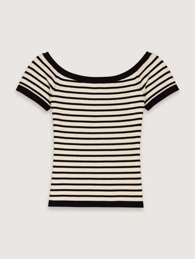 MAJE RIB KNIT TOP WITH BOAT NECK