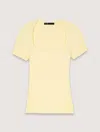 Maje Moka Rib-knit Sweater In Yellow