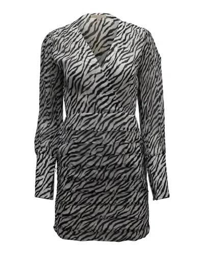 Maje Ribane Zebra-print Mini Dress In Animal Print Viscose In Grey