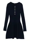 Maje Ribbed Button-front Dress In Blue