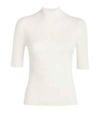 Maje Ribbed High-neck T-shirt In White