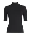 Maje Ribbed High-neck Top In Black