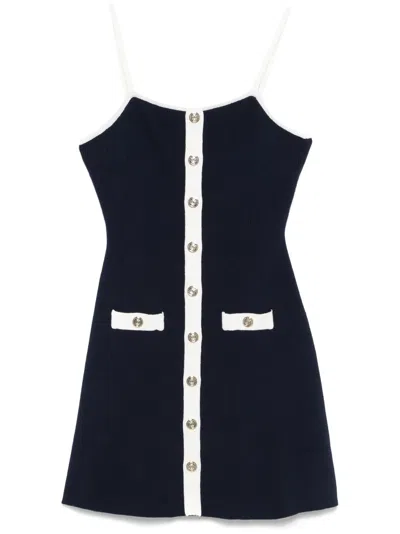 Maje Ribbed Knit Midi Dress In Blue