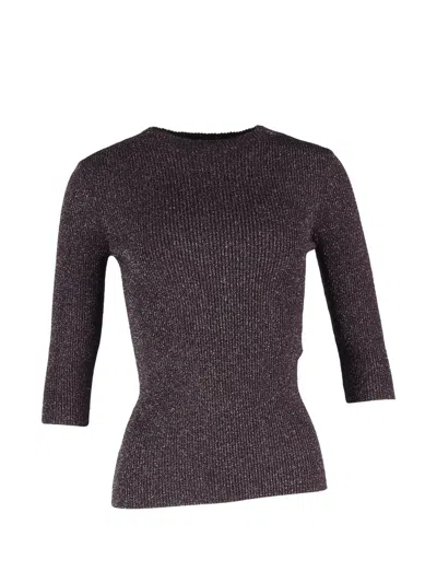 Pre-owned Maje Ribbed-knit Top In Purple