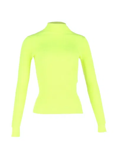 Pre-owned Maje Ribbed-knit Turtleneck Sweater In Yellow