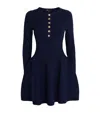 Maje Womens Navy Round-neck Flared-skirt Stretch-knit Mini Dress In Blue