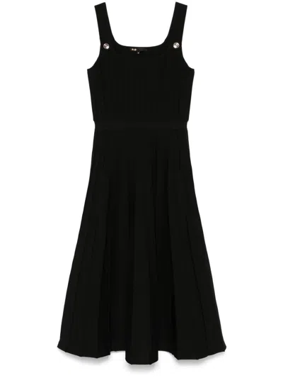 Maje Ribbed Midi Dress In Black
