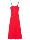 Maje Ribbed Midi Dress In Red