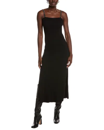 Maje Ribbed Midi Tank Dress In Black