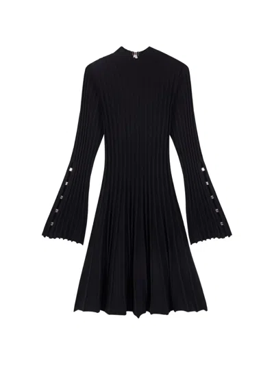 Maje Ribbed Mini Dress In Black