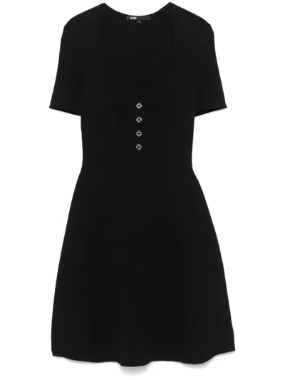 Maje Ribbed Mini Dress In Black