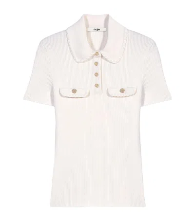 Maje Ribbed Polo Shirt In Neutral