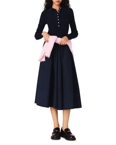 Maje Ribbed Polo Sweater In Blue