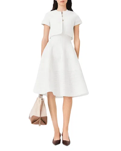 Maje Ribbed Short Sleeve Cardigan In White