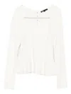 Maje Ribbed Square-neck Top In White