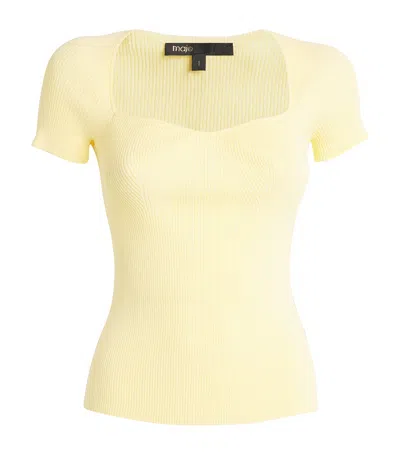 Maje Ribbed Sweetheart T-shirt In Yellow