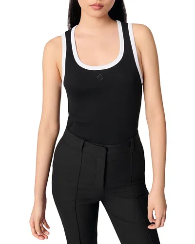 Maje Ribbed Tank Top In Bicolore