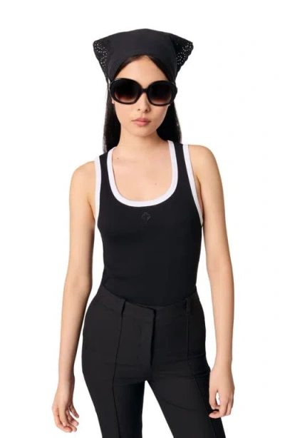 Maje Ribbed Vest Top In Black