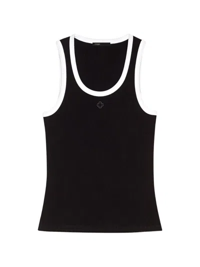 Maje Ribbed Vest Top In Black