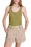 Maje Ribbed Vest Top In Khaki
