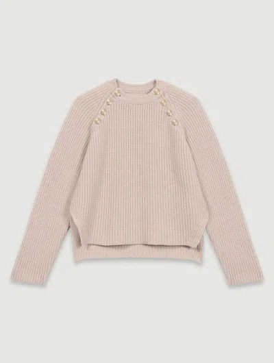 Maje Ribbed Wool Jumper In Beige