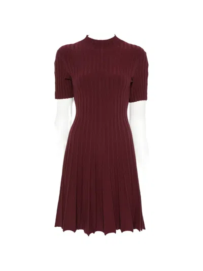 Maje Ribbed-knit Funnel-neck Midi Dress In Red