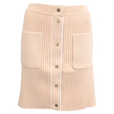 Maje Ribbed-knit Mini Skirt In Beige Viscose In Pink