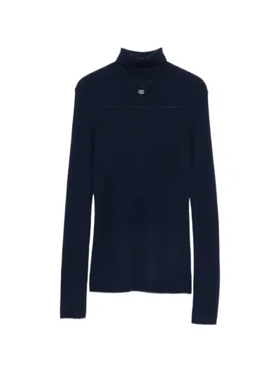 Maje Ribbed-knit Roll-neck Sweater In 블루
