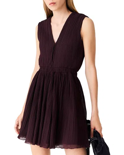 Maje Ribianisso Pleated Skater Dress In Burgundy