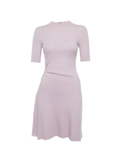Pre-owned Maje Rib-knit Cut-out Mini Dress In Purple