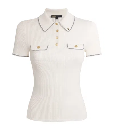 Maje Rib-knit Polo Shirt In Neutral