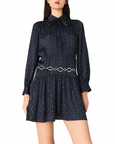 Maje Ribrilta Satinette Shirt Dress In Black