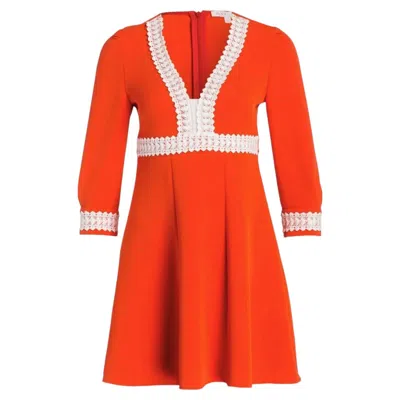 Pre-owned Maje Ricoeur Orange Stretch-crepe Dress - Us 8 / Eu 40
