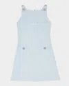 Maje Womens Sleeveless Tweed Cotton-blend Mini Dress Bleus In Blue Sky