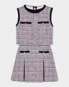 Maje Tweed Mini Dress In Blue / Red