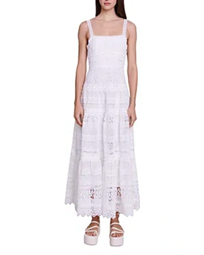 Maje Rilovely Lace Maxi Dress In White