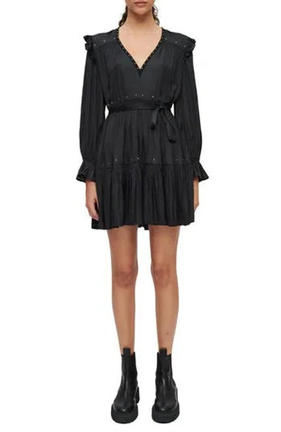 Maje Rinode Stud Long Sleeve Dress In Black