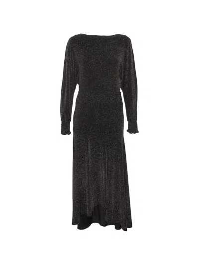 Pre-owned Maje Rio Metallic-effect Midi Dress In Black