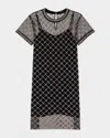 Maje Short Embroidered Tulle Dress In Black