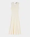 Maje Womens Sleeveless Pointelle-texture Knitted Maxi Dress Blanc In White