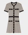 Maje Womens Stripe-pattern Short-sleeve Cotton-blend Mini Dress Bleus In Navy / Ecru