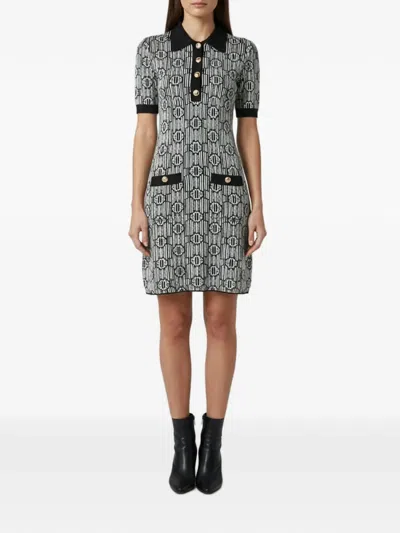 Pre-owned Maje Risola Pattern-knit Mini Dress In White