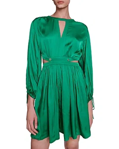 Maje Risora Satin Dress In Green