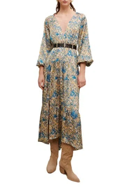 Maje Ritache Floral Print Belted Dress In Animal Print