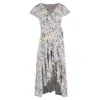 Maje Ritelle Lace-trimmed Crepon Midi Dress In Floral Print Polyester In Multi