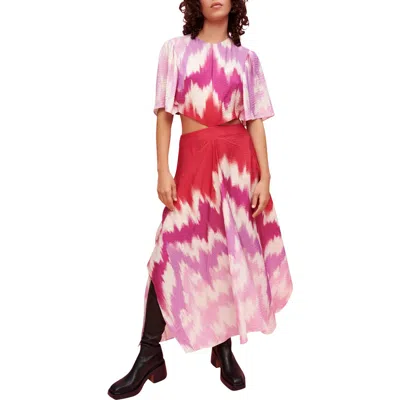 Maje Ritiela Print Cutout Maxi Dress In Pink