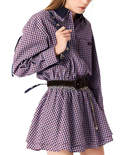 Maje Ritilona Cotton Check Rhinestone Dress In Purple