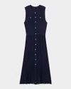Maje Tie-dye Ribbed Maxi Dress In Navy
