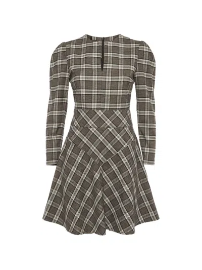 Pre-owned Maje Rity Checked Mini Dress In Gray